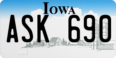 IA license plate ASK690