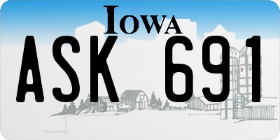IA license plate ASK691