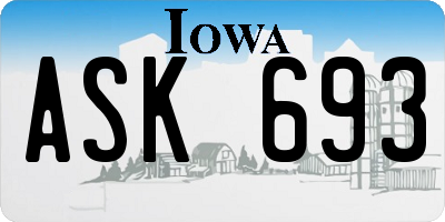 IA license plate ASK693