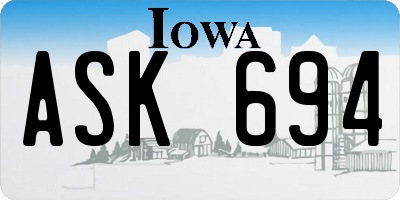 IA license plate ASK694