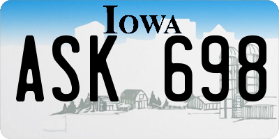 IA license plate ASK698