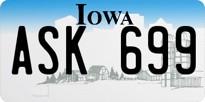 IA license plate ASK699