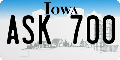IA license plate ASK700