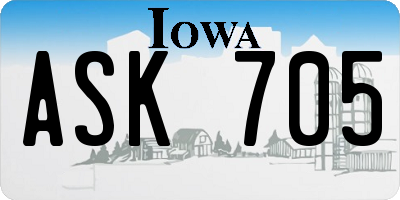 IA license plate ASK705