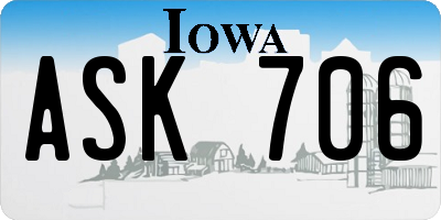 IA license plate ASK706