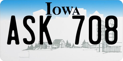 IA license plate ASK708