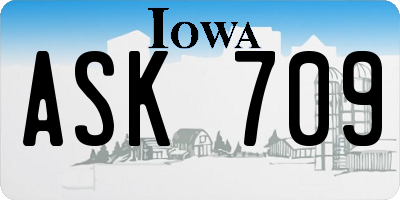 IA license plate ASK709