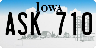 IA license plate ASK710