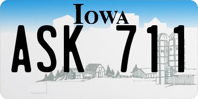 IA license plate ASK711