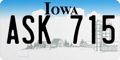 IA license plate ASK715