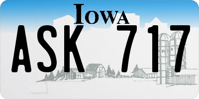 IA license plate ASK717