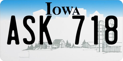 IA license plate ASK718