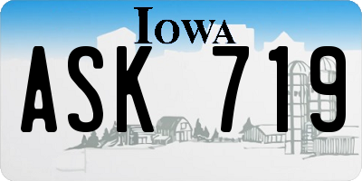 IA license plate ASK719
