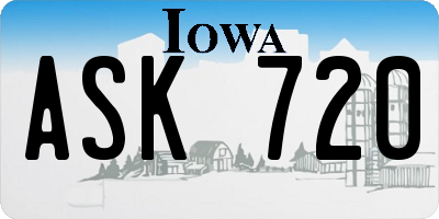 IA license plate ASK720