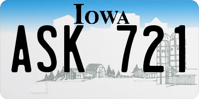 IA license plate ASK721