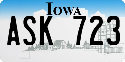 IA license plate ASK723