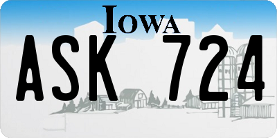 IA license plate ASK724