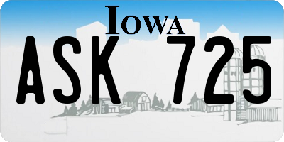 IA license plate ASK725