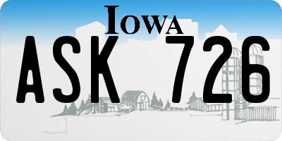 IA license plate ASK726