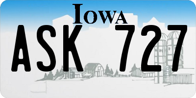 IA license plate ASK727