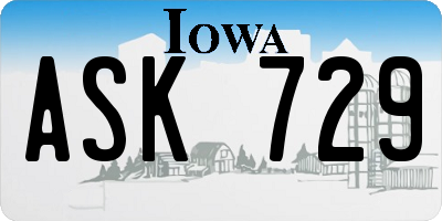 IA license plate ASK729