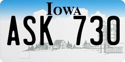 IA license plate ASK730