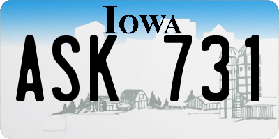 IA license plate ASK731