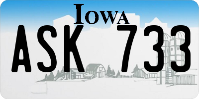 IA license plate ASK733