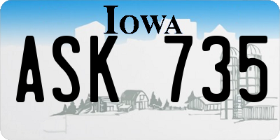 IA license plate ASK735