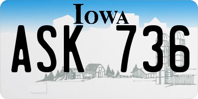 IA license plate ASK736