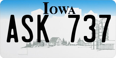 IA license plate ASK737
