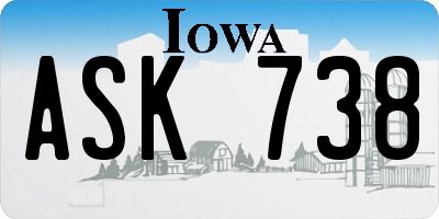 IA license plate ASK738
