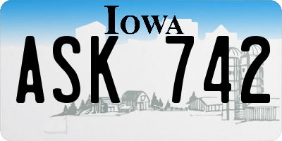 IA license plate ASK742