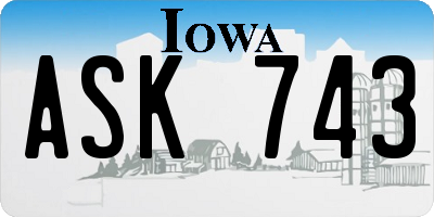 IA license plate ASK743