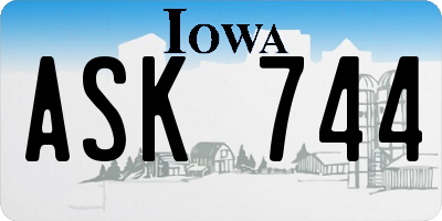 IA license plate ASK744