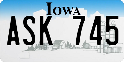 IA license plate ASK745
