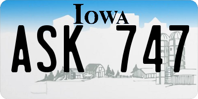 IA license plate ASK747