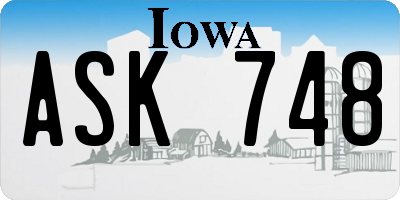 IA license plate ASK748