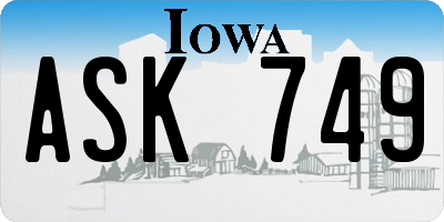 IA license plate ASK749
