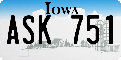 IA license plate ASK751