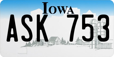IA license plate ASK753