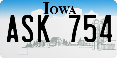 IA license plate ASK754