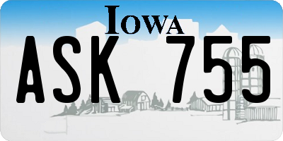 IA license plate ASK755