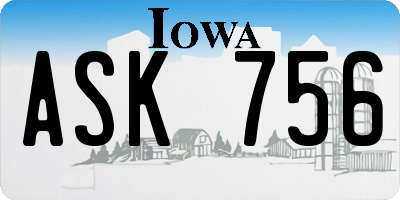 IA license plate ASK756