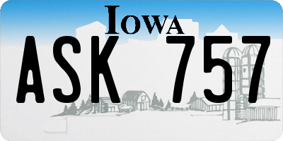 IA license plate ASK757