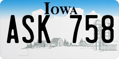 IA license plate ASK758
