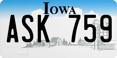 IA license plate ASK759