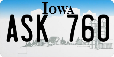 IA license plate ASK760