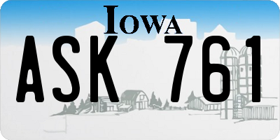 IA license plate ASK761