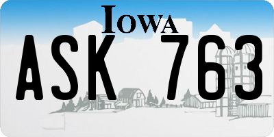 IA license plate ASK763